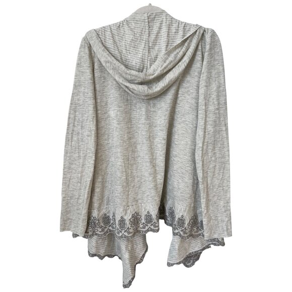 Stetson Hooded Open Front Cardigan Women XL Striped Floral Embroidered Boho NEW - Picture 2 of 8